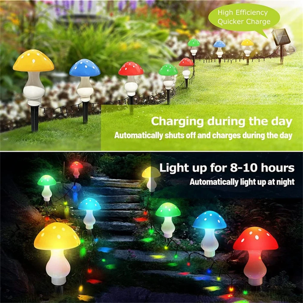 Imagem -04 - Outdoor Solar Cogumelo Led Light Impermeável Cogumelo Lâmpada Pathway Paisagem Quintal Páscoa Halloween Xmas Decor Jardim Luz Modos