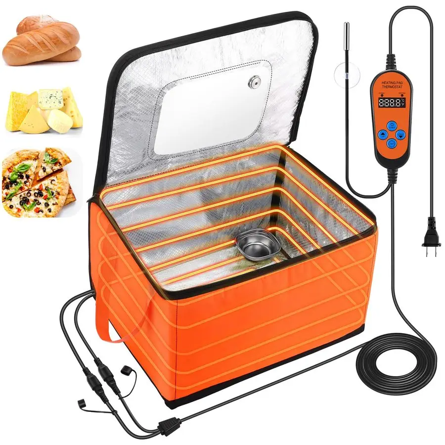 

Box with Heater, Bread Proofing Box with 41122 Temperature and Timer Controller, Collapsible Zippered Temperature Proofer for Br