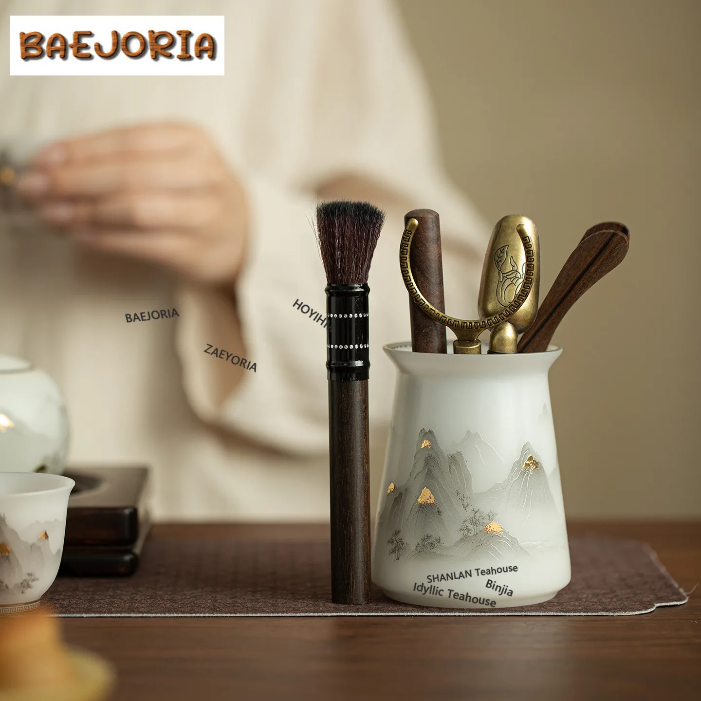 BAEJORIA Ice Seed Biscuiting Gold Drawing Tea Five Gentlemen Luxury Tea Tool Set Teaware Utensils White Tea For Tea Ornaments