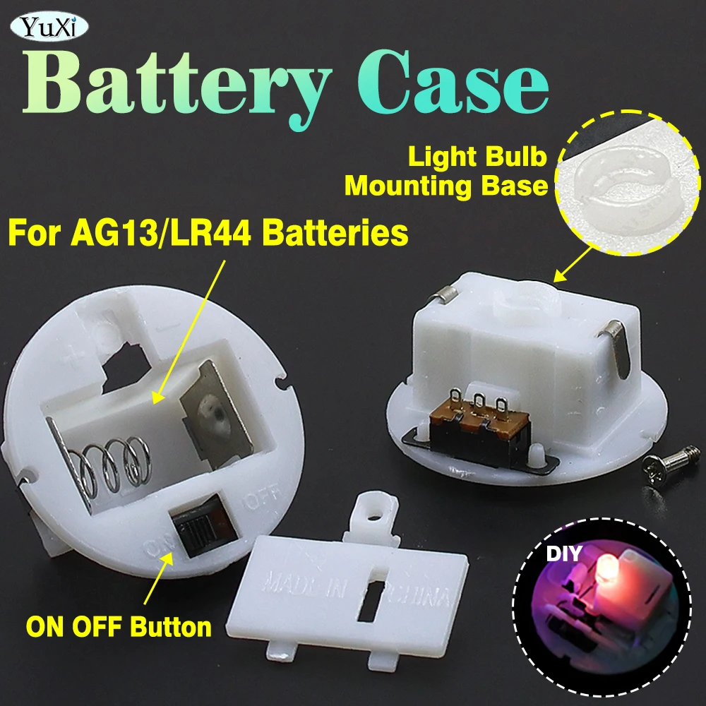 2-20Pcs For AG13 LR44 Battery Base Socket For Light String LED Bulb Battery Holder ON OFF Switch Button Round Battery Case