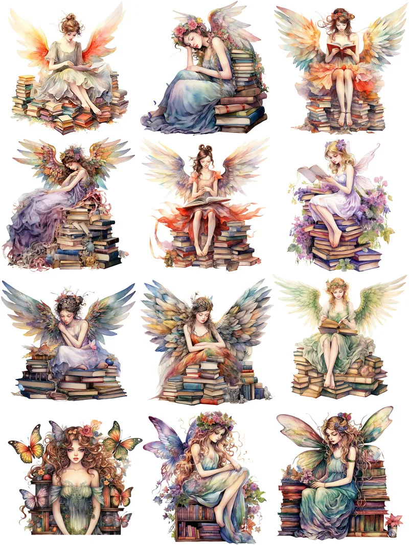 Reading Angel Stickers Crafts And Scrapbooking stickers kids toys book Decorative sticker DIY Stationery