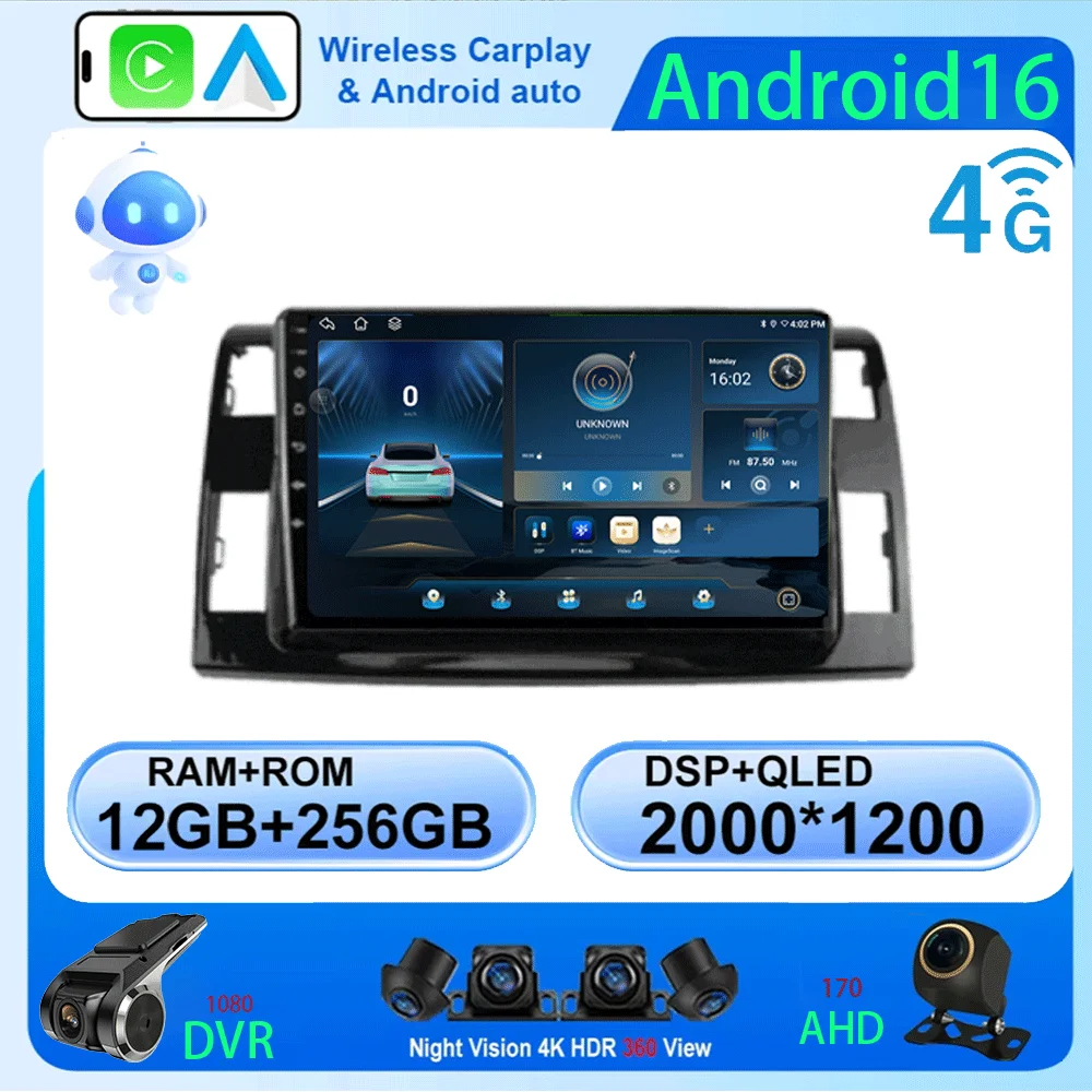 

Android 16 Auto Car Radio For Toyota Previa 3 III XR50 Estima 2006 - 2019 Multimedia QLED Screen Navigation GPS No 2 Din Player