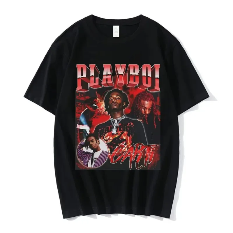 

2026 Hip Hop Rapper Playboi Carti T Shirt Men Women Graphic Print T-shirts Oversized Streetwear Short Sleeve Male Cotton T-shirt