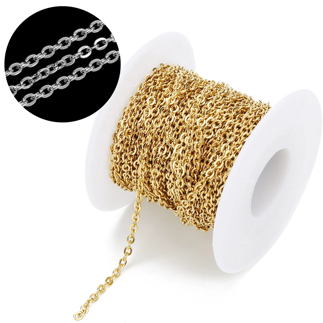 1M kabel ze stali nierdzewnej złoty łańcuszek ogniwo łańcuszka luzem na naszyjnik bransoletka Making DIY komponenty do biżuterii hurtownia 1/1.5/2/2.5/3mm