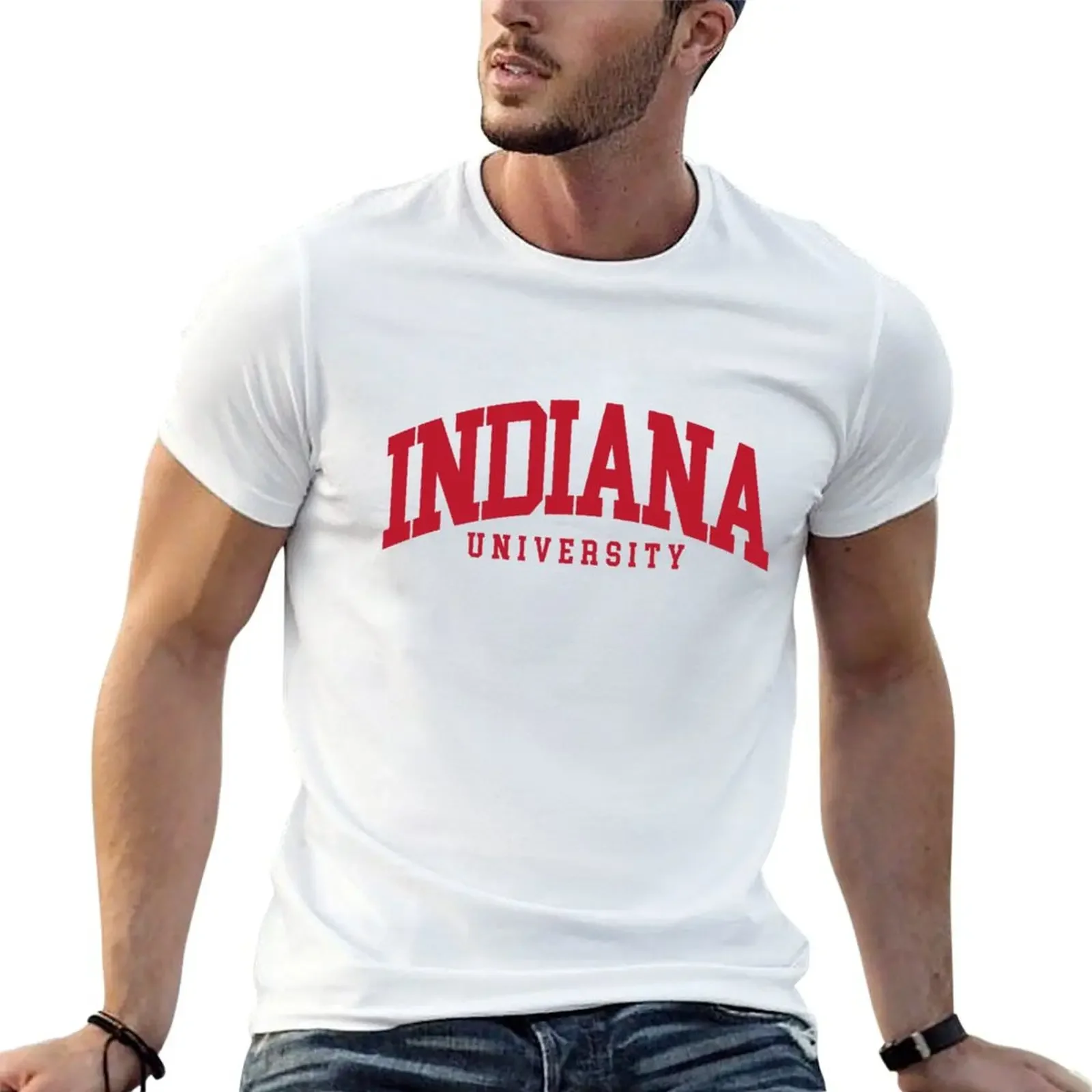 

indiana - college font curved T-Shirt custom t shirt aesthetic clothes mens champion t shirts