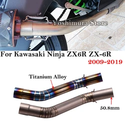 Slip On For KAWASAKI Ninja ZX-6R ZX6R ZX636 2009 - 2020 Motorcycle Exhaust Modified Titanium Alloy Middle Link Pipe Moto Escape