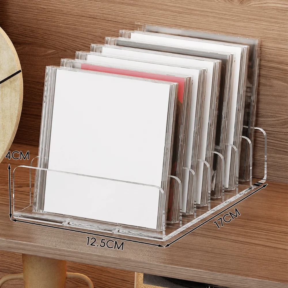 Multi-Slot Design CD Display Shelf 7 Grids Universal Vinyl Record Album Bracket Transparent Acrylic CD Disc Organizer Box