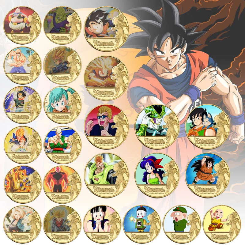 كارتون التنين الكرة الأحرف الذهب تذكارية عملة معدنية مستديرة بطاقة شارة سلسلة لعبة جمع عملة المشجعين الإبداعية هدية