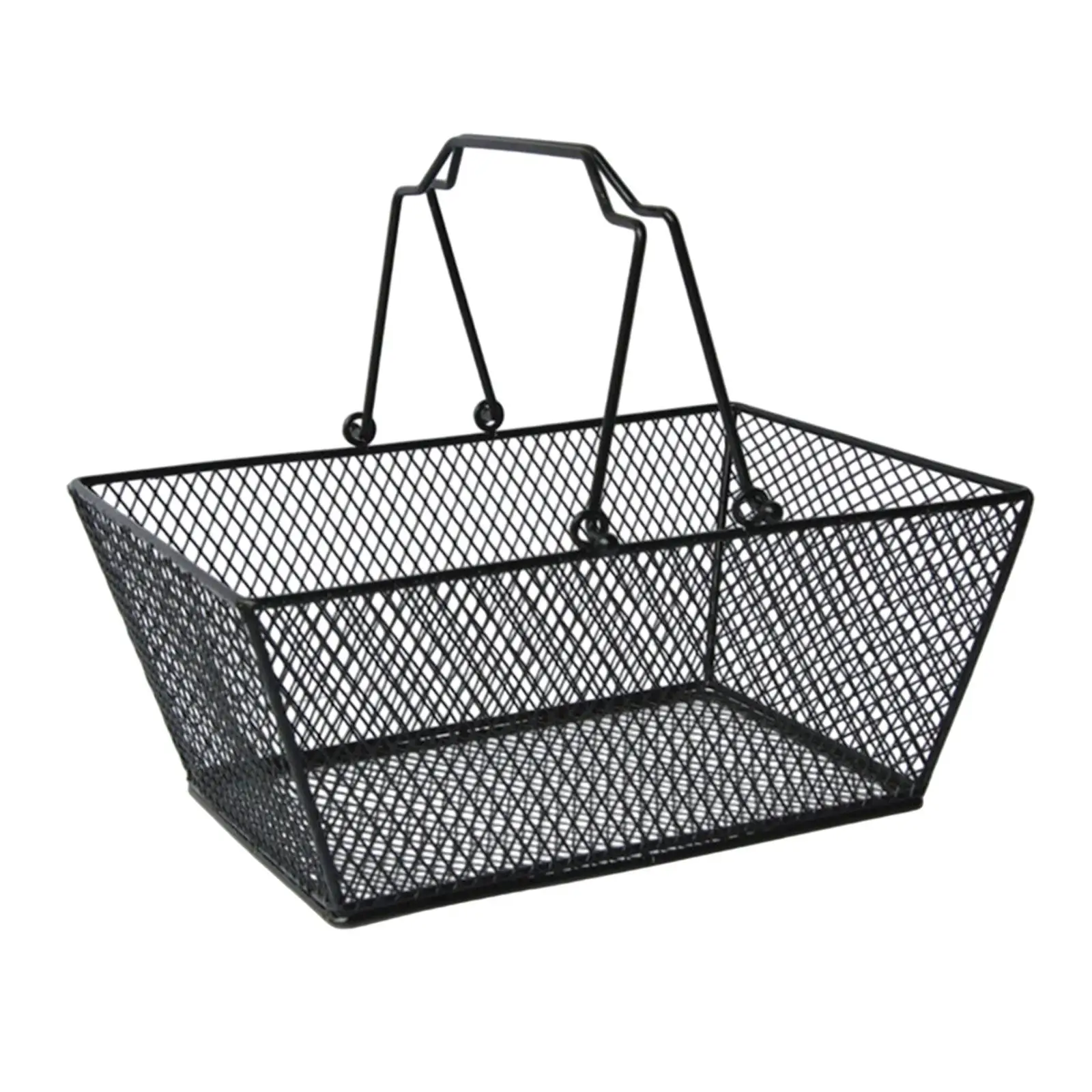 Shopping Basket with Handles Storage Sturdy Wear Resistant Iron Wire Mesh Basket Portable for Grocery Kitchen Boutique Bar