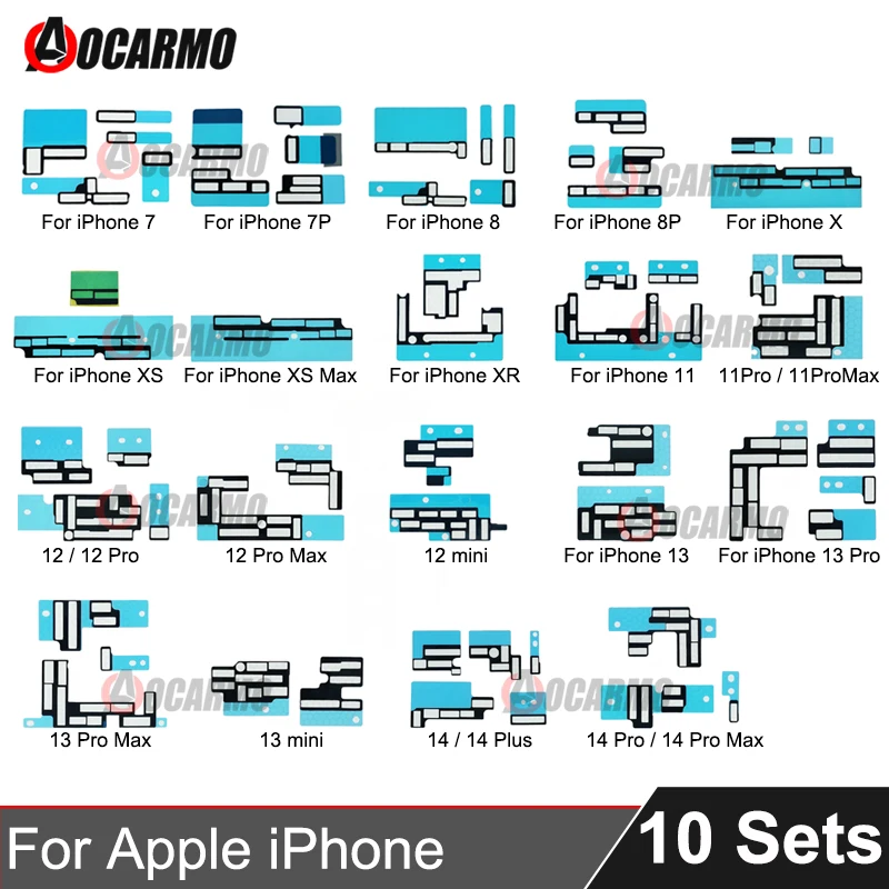 10Sets/Lot For iPhone 7 8 Plus X XS MAX 11 12 Pro 13 13 mini 14 Motherboard FPC Interface Connector Cushioning Sponge Pad