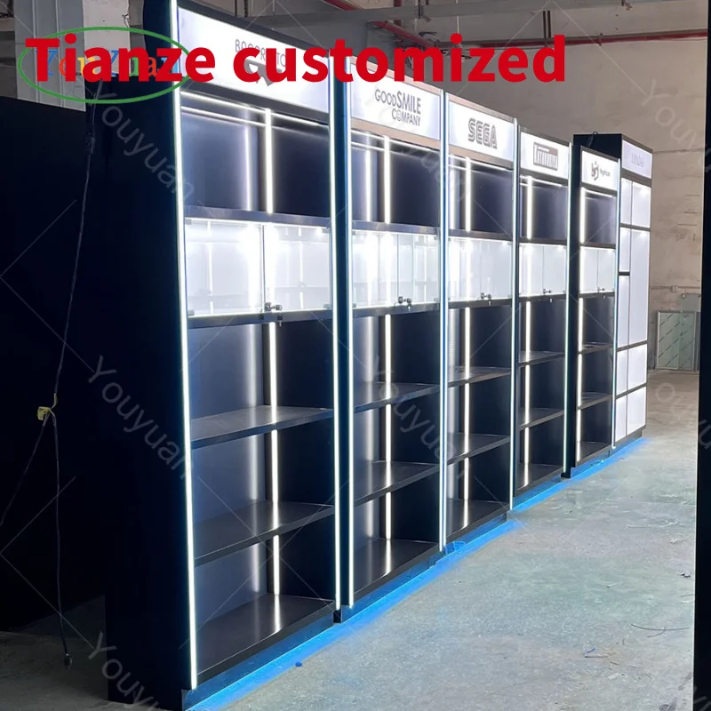 (Customized) Smoke display cabinet led smoke shop signs accessories cabinet smoke shop