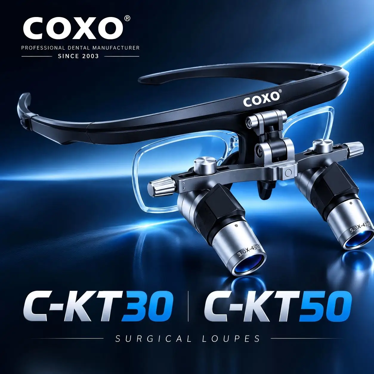 COXO C-KT30 C-KT50 Dental Surgical Loupes 3.0X 5.0X 45° 450-550mm Working Distance Magnifying Glasses for Dentist Oral Surgery