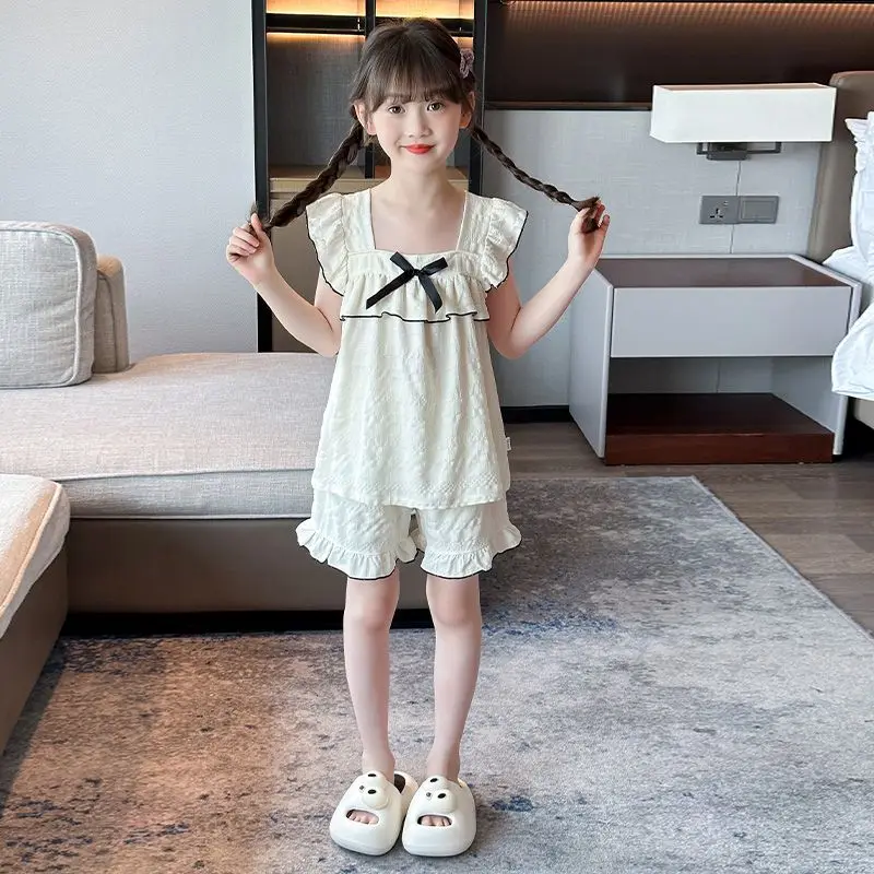 

Sling Pajamas Girls Sweatshirt Kids Children's Top and Bottom Clothes Sets T-shirt Child Girl 2025 Clothing Junior Girls' Little