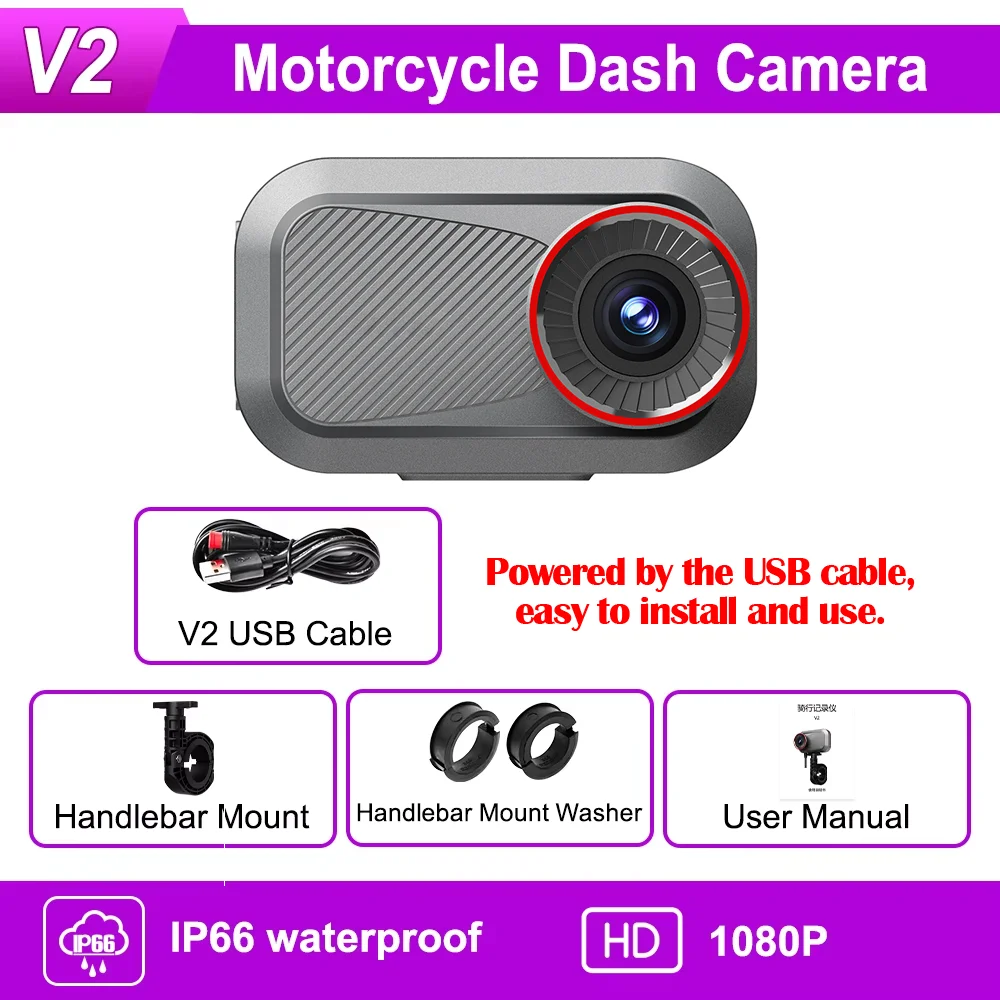 Motorcycle HD 1080P DVR Smart Connect Action Camera Front Dash Cam with WiFi Loop Recording Waterproof Motorbike Recorder