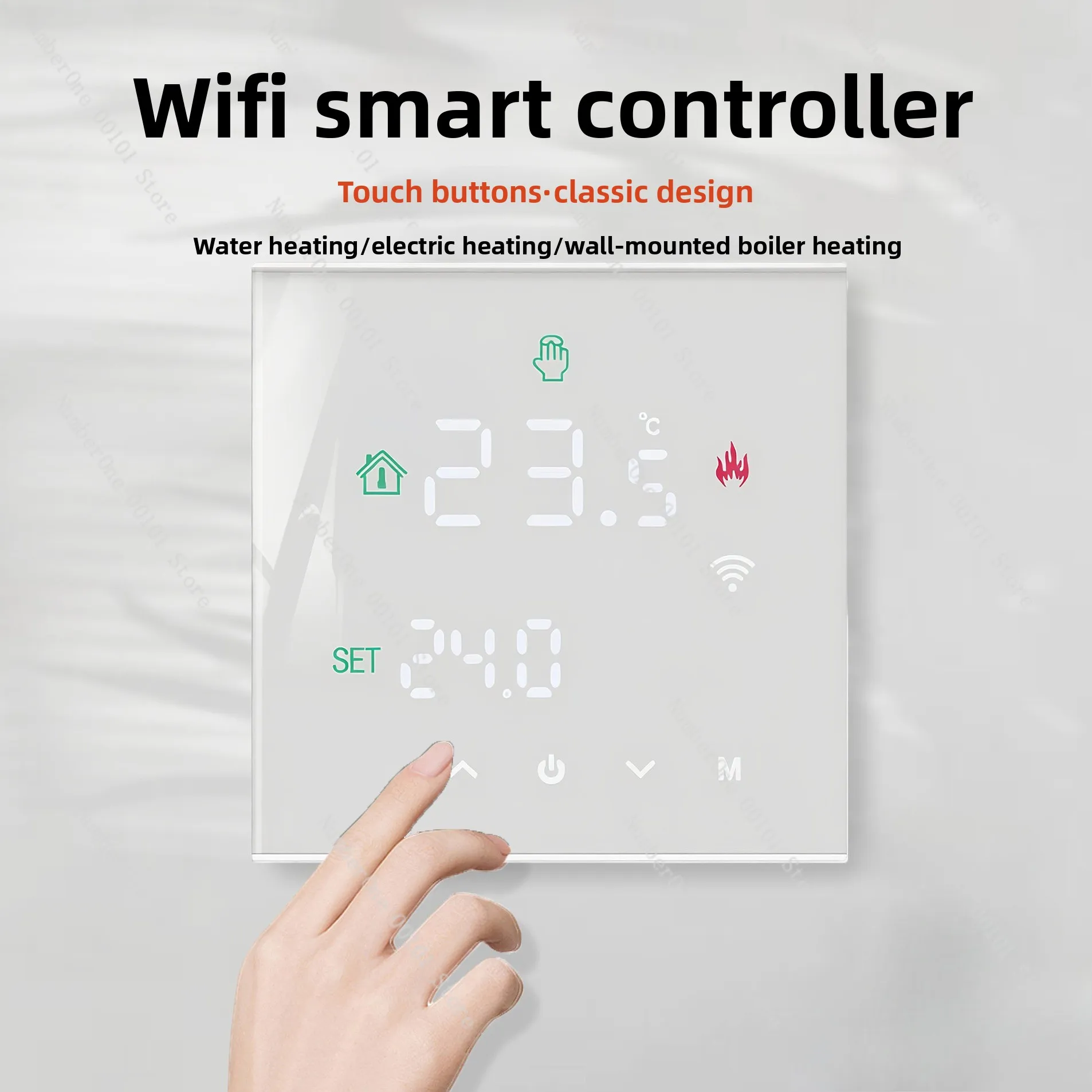 wi-fi thermostat for electric underfloor heating, water heating, and boiler systems - digital display, app & voice contr