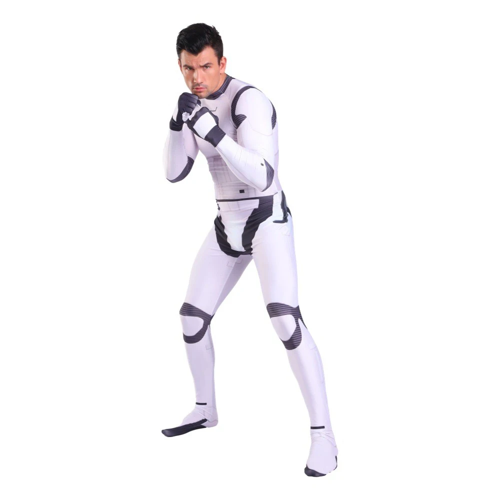 White Trooper Cosplay Role Play Jumpsuit Movie Space Battle Army Costume Men Roleplay Male Fantasy Fancy Dress Up Party Clothes