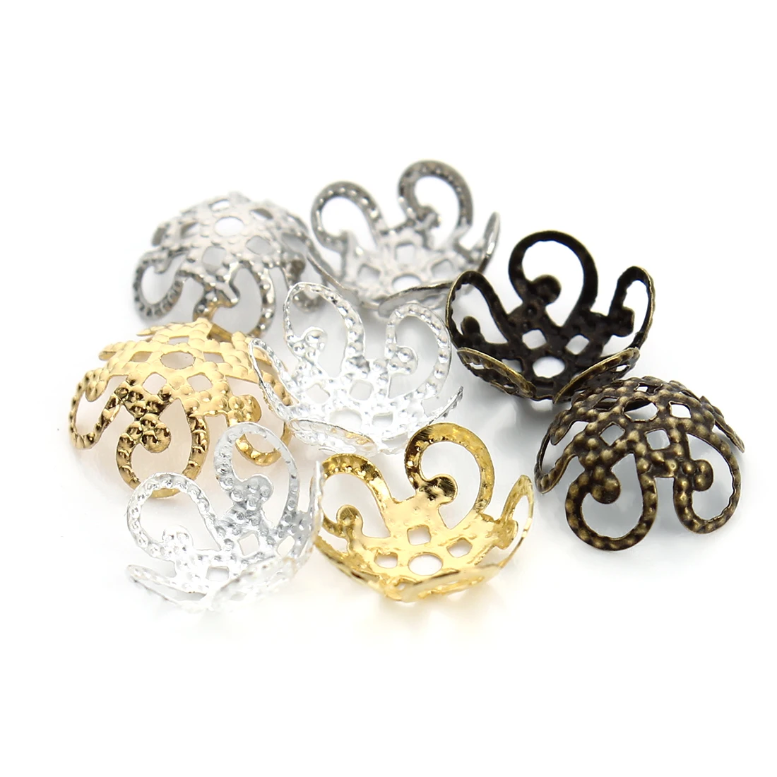 100Pcs/Lot Flower Beads Caps Petal End Loose Spacer Beads For Necklace Earrings DIY Jewelry Making  Accessories Wholesale