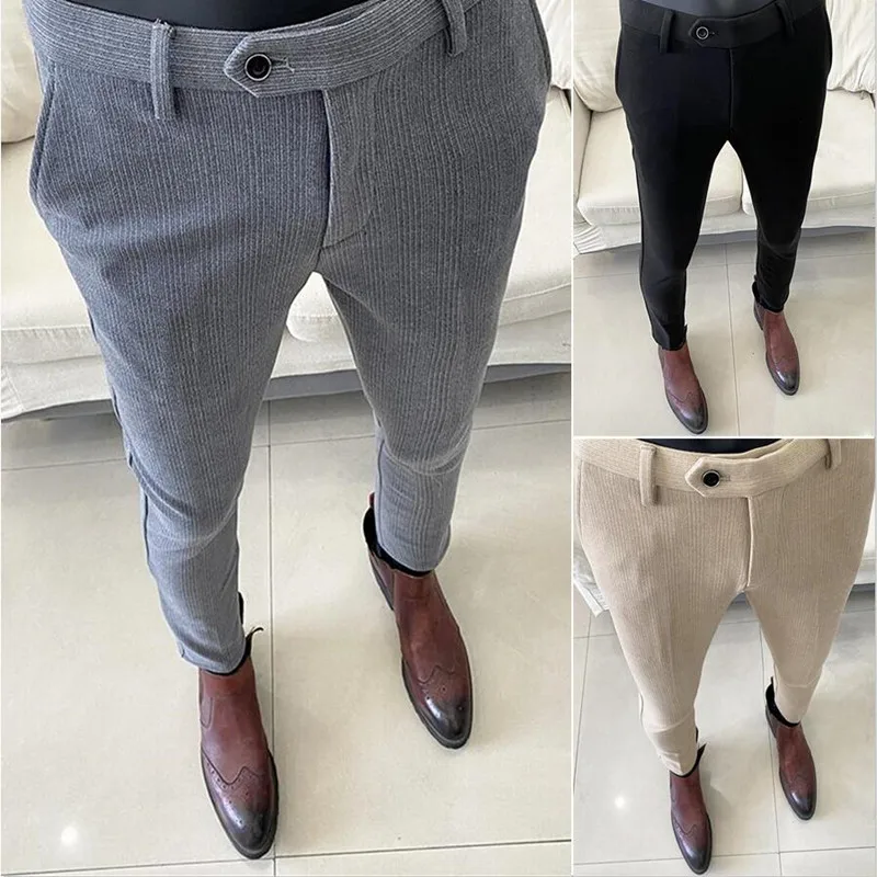 

2025 Autumn Winter New Casual Woolen Suit Pants High Quality Slim Fit Dress Pants Men's Formal Business Office Social Trousers