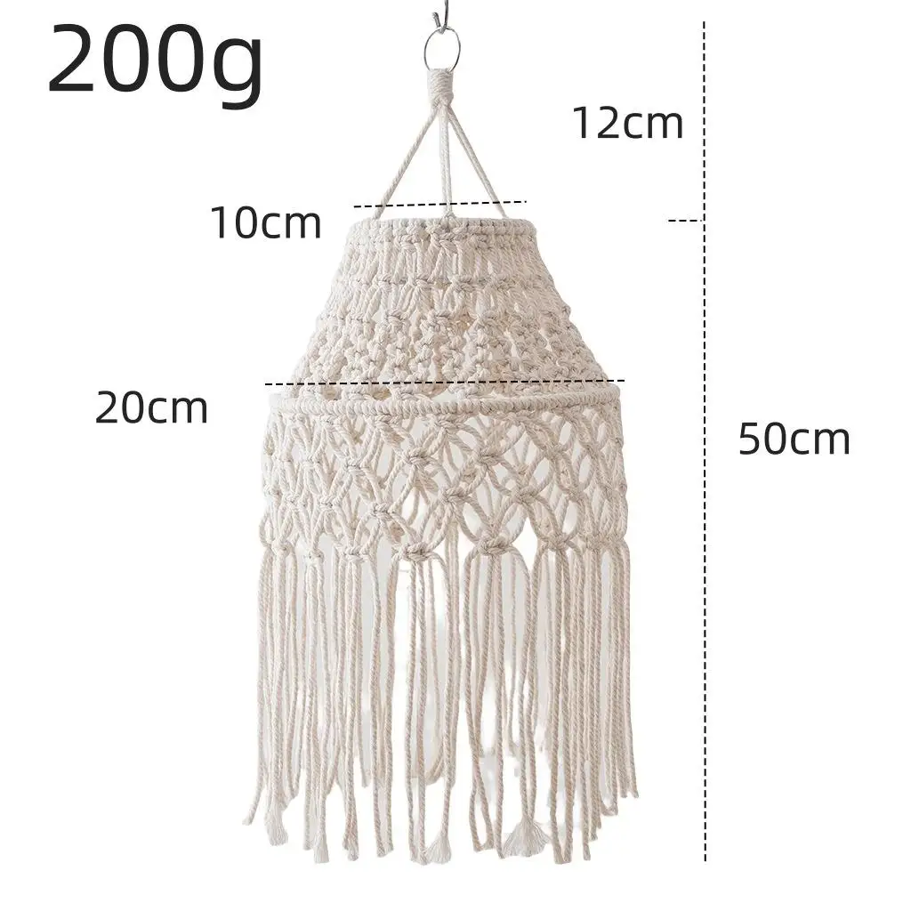 Imagem -06 - Woven Macramé Lampshade Luminárias Pendurado Abajur Bege Diy