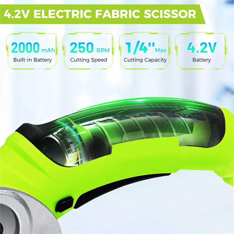 

A7THK-Cordless Electric Fabric Scissors, Power Rotary Cutter,Cardboard Box Heavy Duty Scissor, Rechargeable Sewing Shears