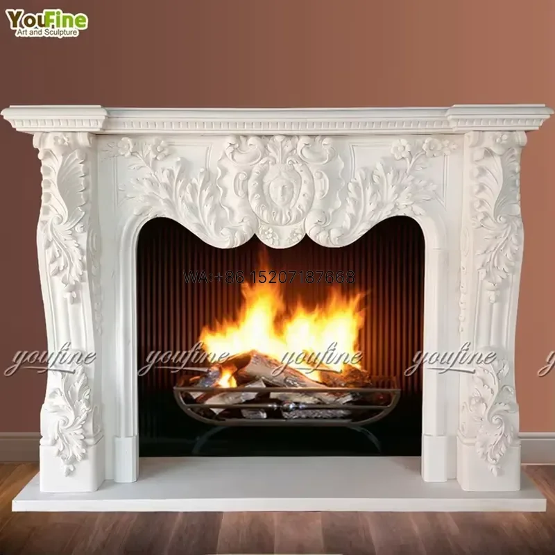 Wmwmnu Indoor Marble Fireplace Mantle Shelf Freestanding Decorative Fireplace