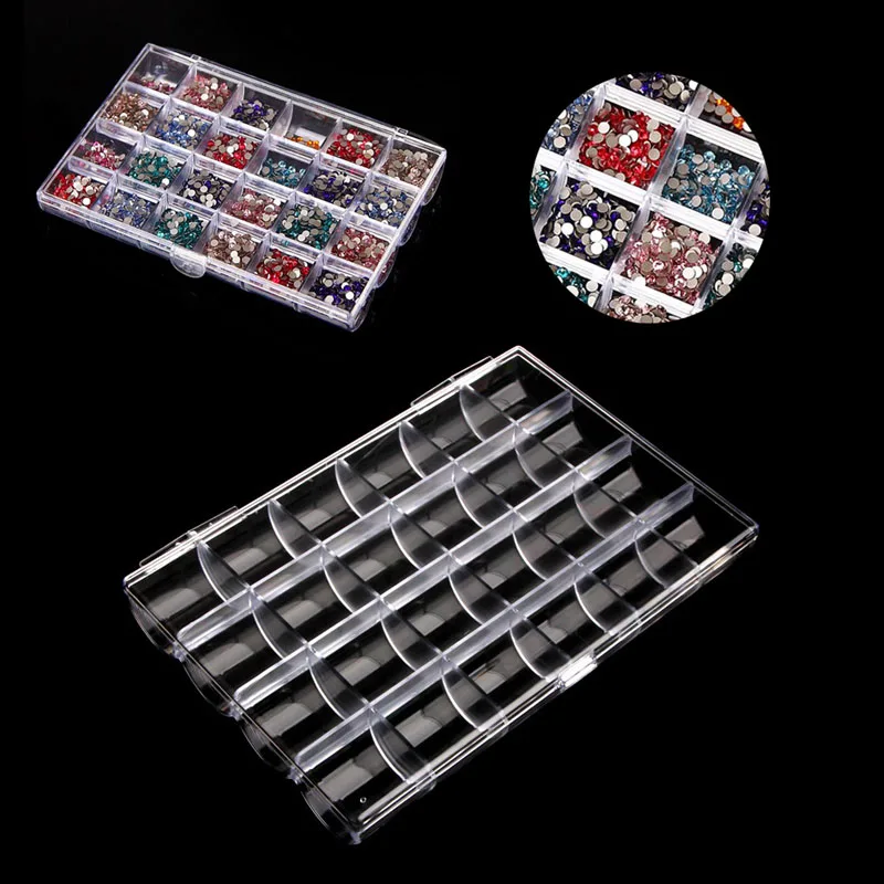 ZB91 Jewelry Organizer Small Transparent Plastic Bead Organizers 24 grids Earring Storage Containers Bead Holders Small Items