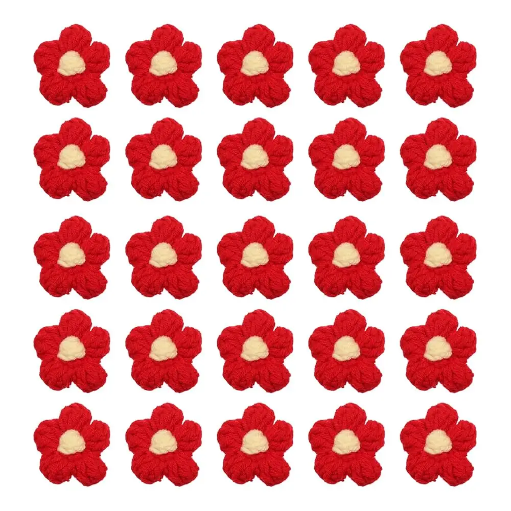 

50pcs Flower Sew on Patches, Crochet Floral Petals Handmade Crochet Flowers Appliques Embellishments for DIY Hair Clothes We