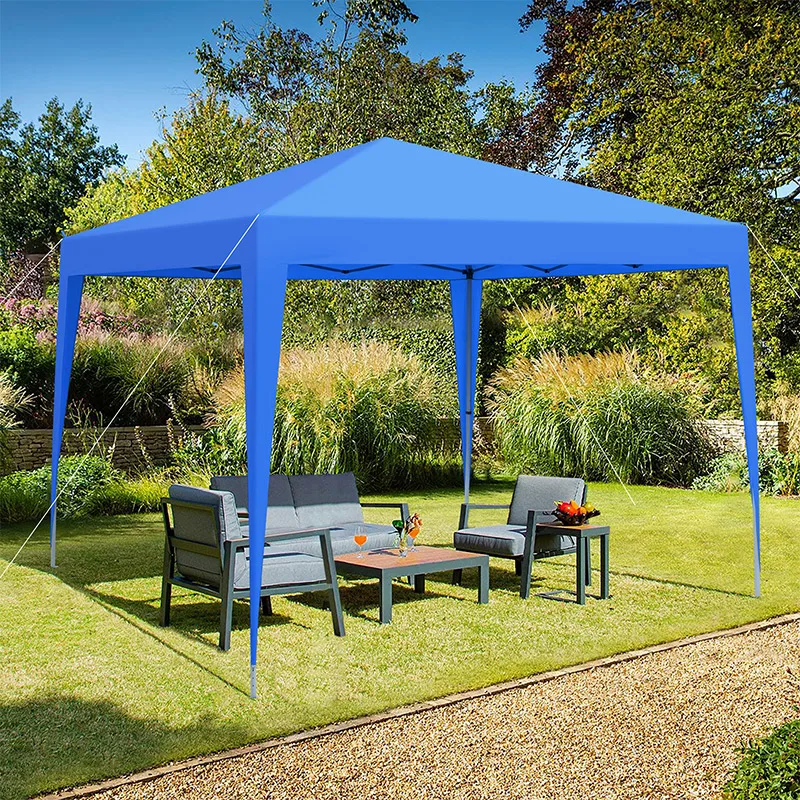 Outdoor 10x 10FT pop-up pavilion tent canopy with 4 weight sandbags and a blue tote bag