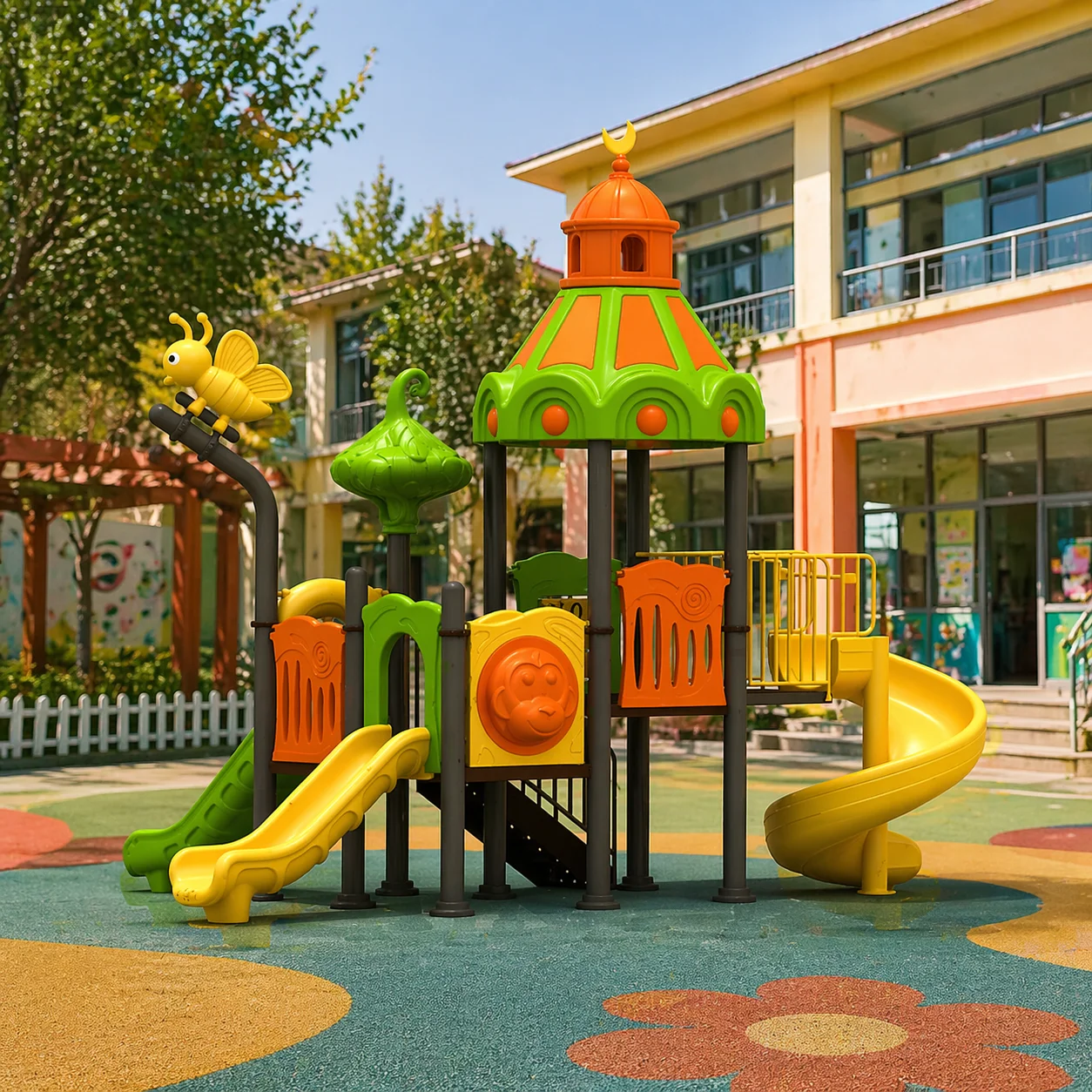 2026 Children Outdoor Playground Equipment Climbing and Slide Set With Platform and Safety Guardrails for Nursery Schoolpromote