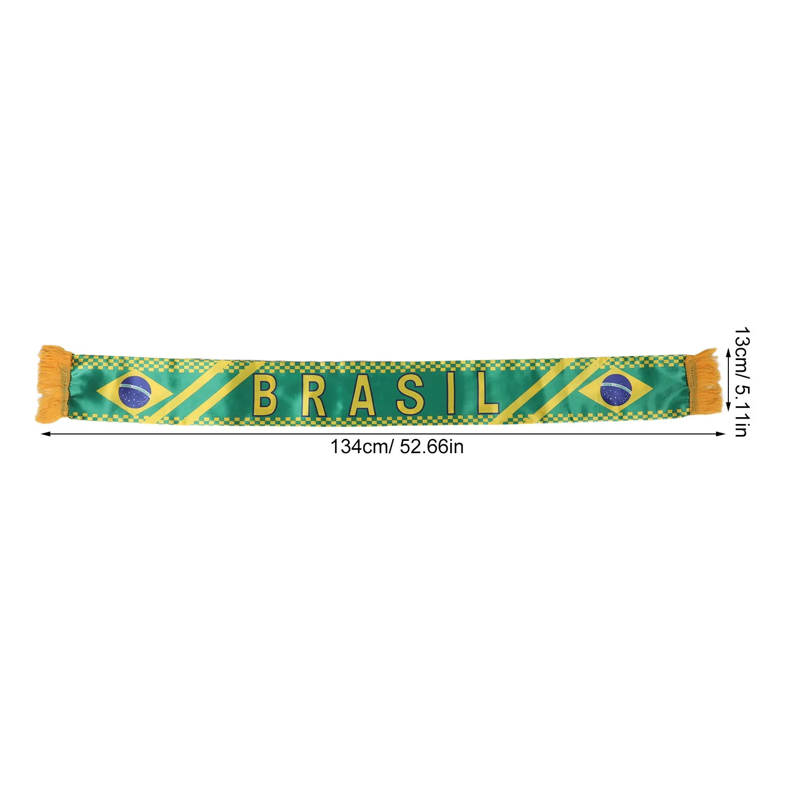 Football Fan Scarf Brazil National Team 53x5 Inches Premium Polyester Soccer Event Support Scarf Stadium