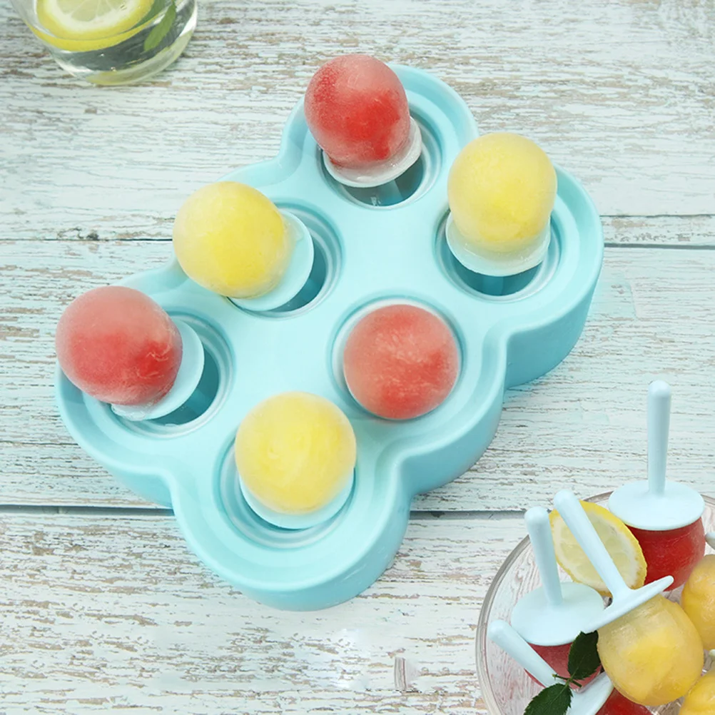 

Silicone DIY Ice Cream Mold Blue Round Popsicle Maker Creative Ice Lolly Mold Treat Tool for Kids Family Fun