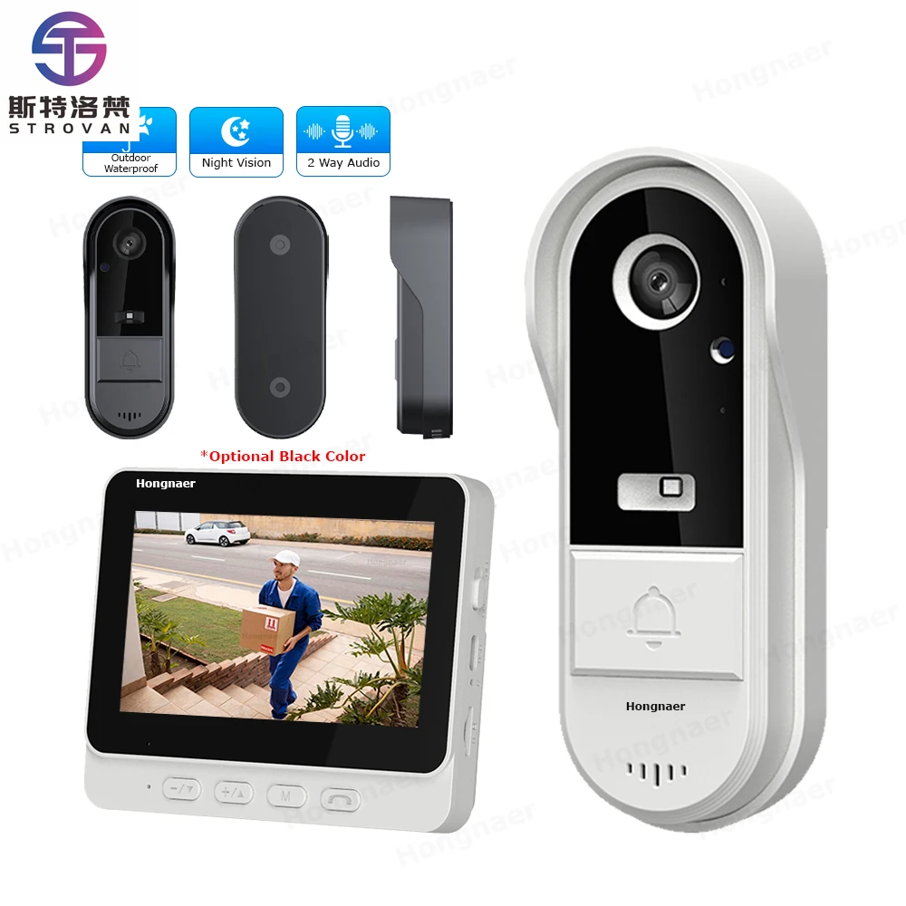 

4.3inch LCD Screen Two Way Intercom Ring Battery Door Bell Doorbell Outdoor Wireless Smart Home Video Doorbell