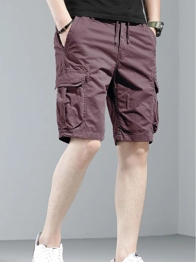 Short Pants for Men Work Khaki Mens Cargo Shorts Slim Button Cotton Homme Big and Tall Strech Comfortable Streetwear Y2k Popular