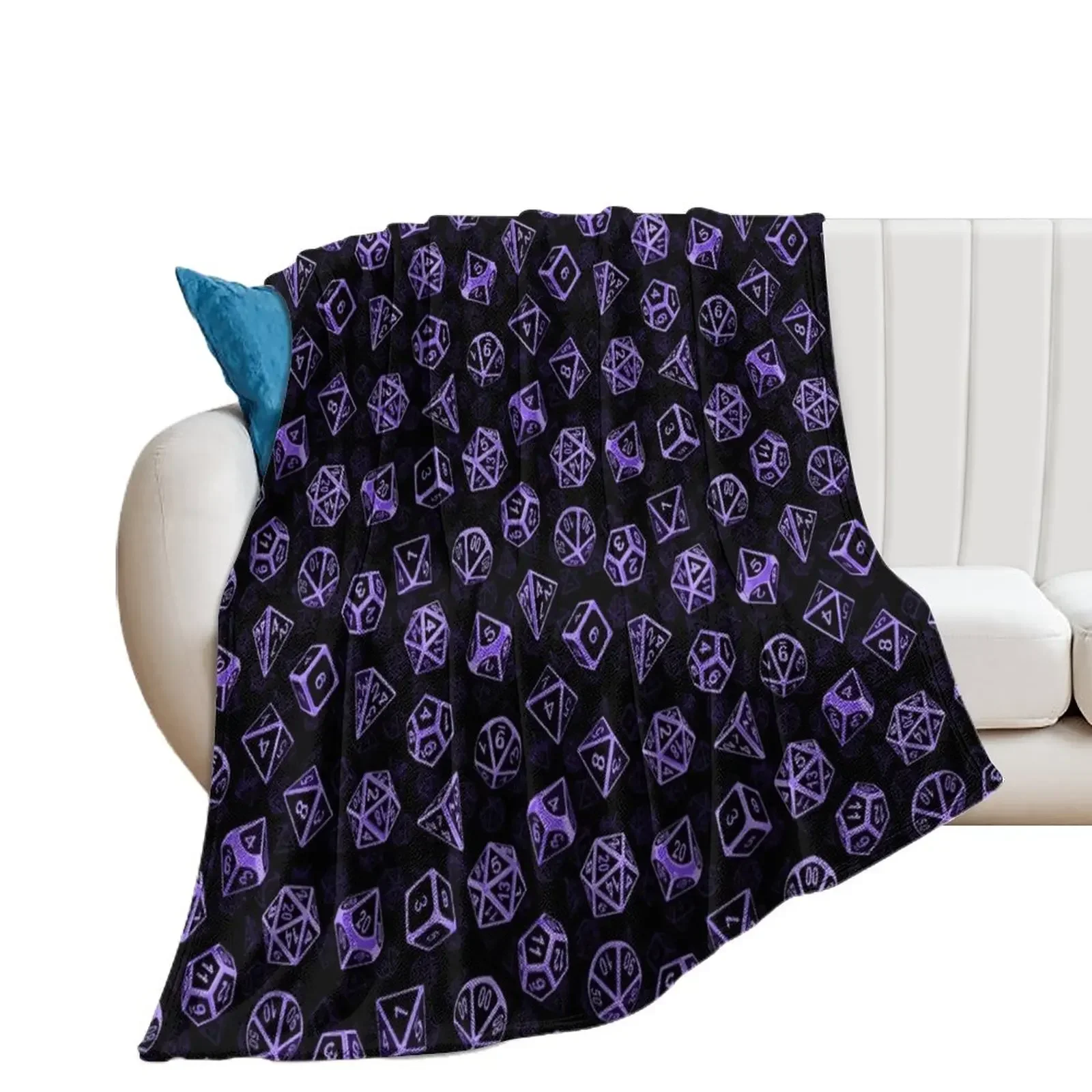 D20 Dice Set Pattern (Purple) Throw Blanket Soft Big Summer Sleeping Bag Picnic Blankets