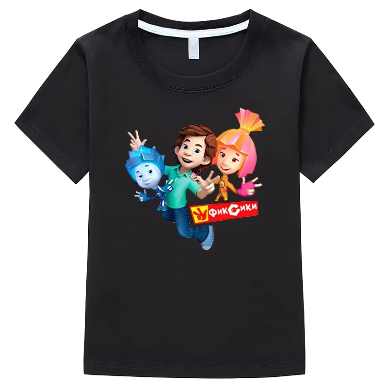 T-shirt de manga curta para meninos e meninas, T-shirt fixes para crianças, roupa casual de algodão Y2K, desenho animado russo, peça única