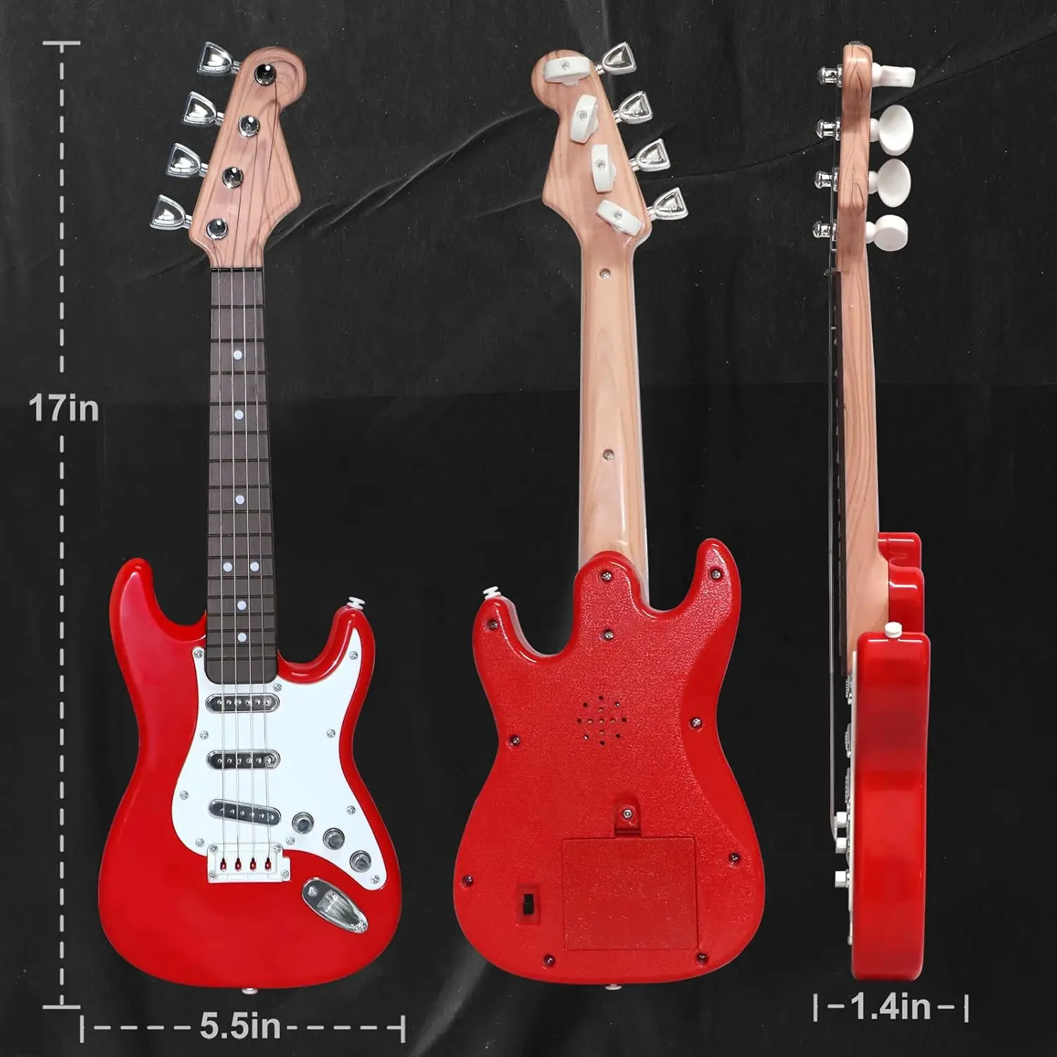 Brinquedo de guitarra elétrica infantil de 4 cordas - instrumento musical eletrônico portátil multifuncional, brinquedo de presente ideal para meninos e meninas