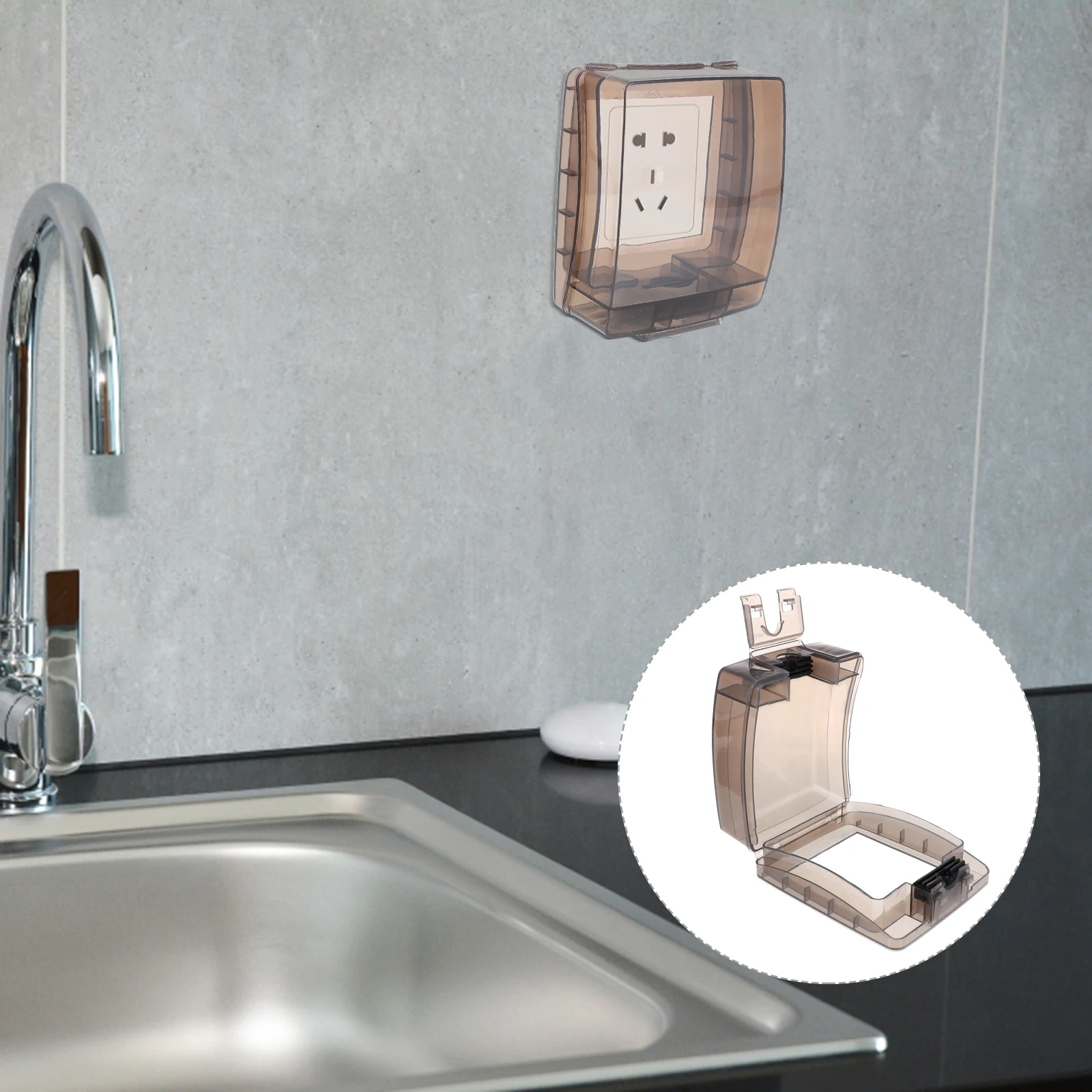 

2 Sets Waterproof Socket Cover Protector Transparent Dustproof Rainproof Wall Mountable No Drilling Kitchen Garage Outdoor Use