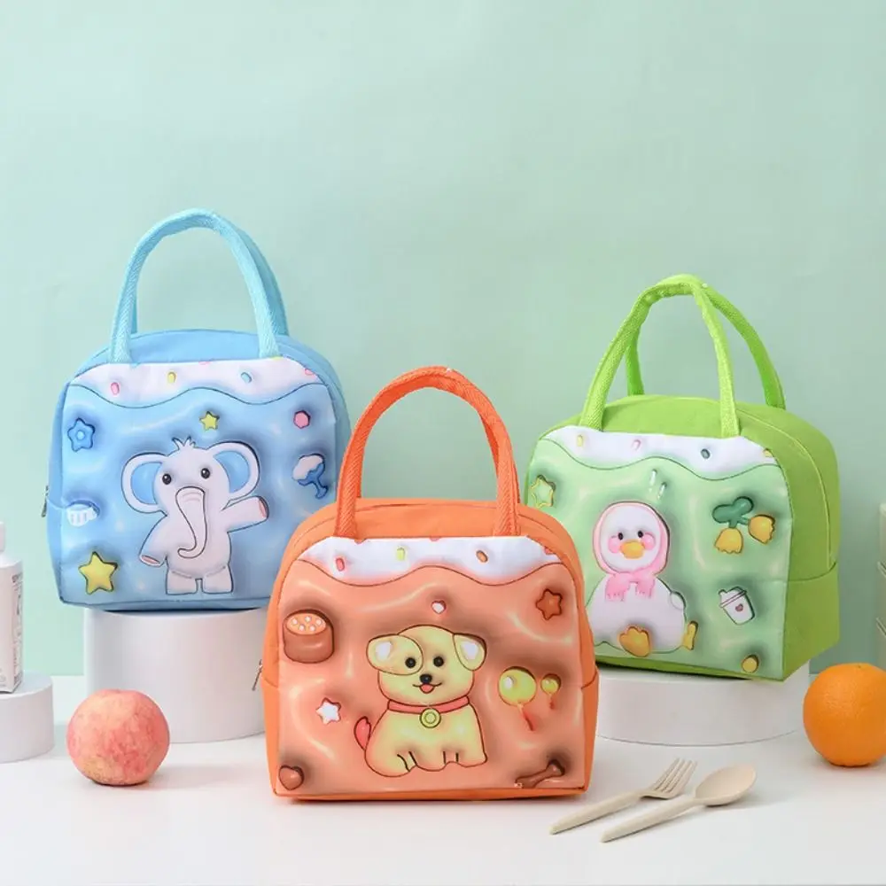 

Aluminum Foil 3D Cartoon Insulated Lunch Bag Handheld Thickened Cartoon Lunch Bag Waterproof with Zipper Cool Food Bag Camping