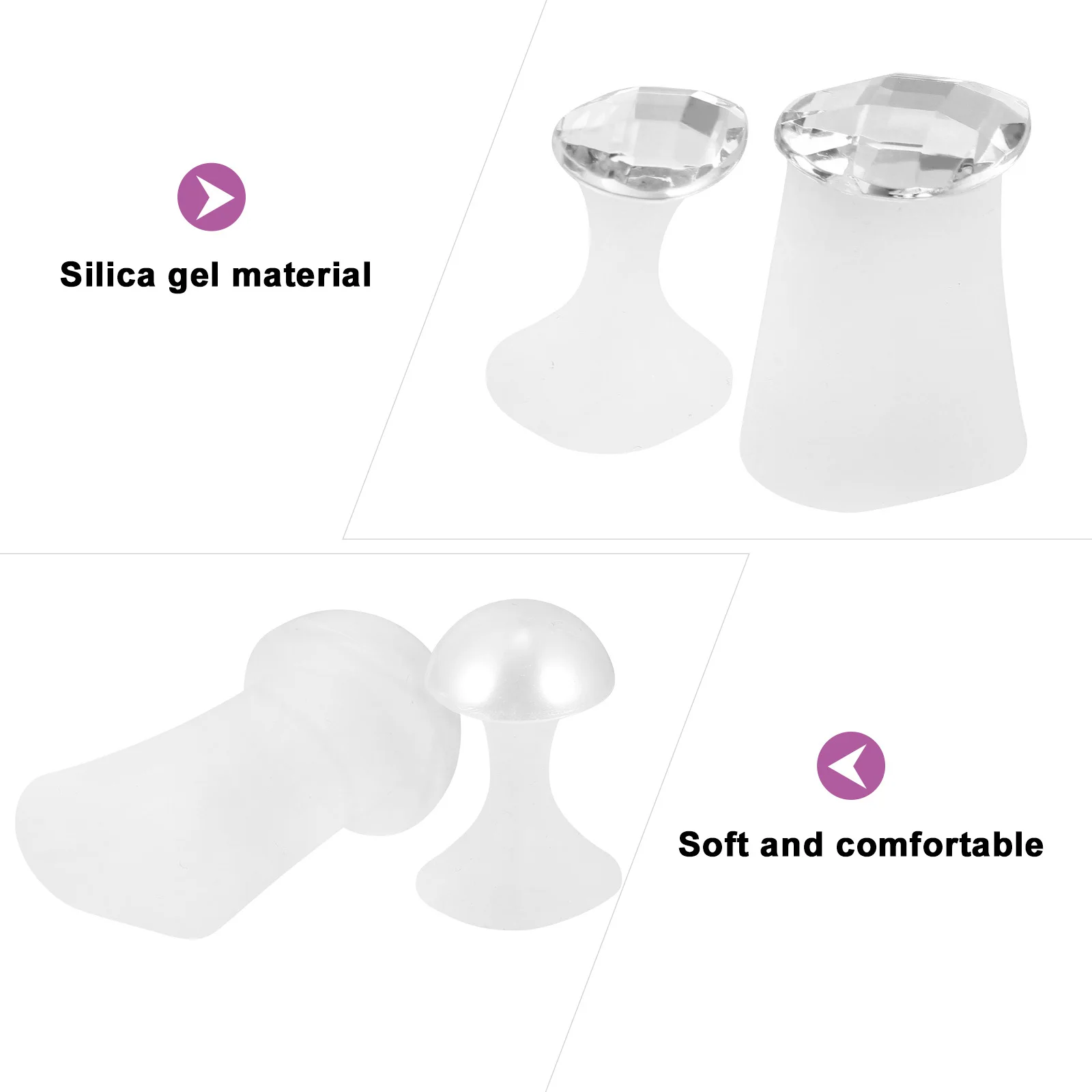 

2Set Silicone Toe Separators Soft Comfortable Nail Art Pedicure Corrector Finger Spacers for Pain Relief Hammer Corn Callus Care