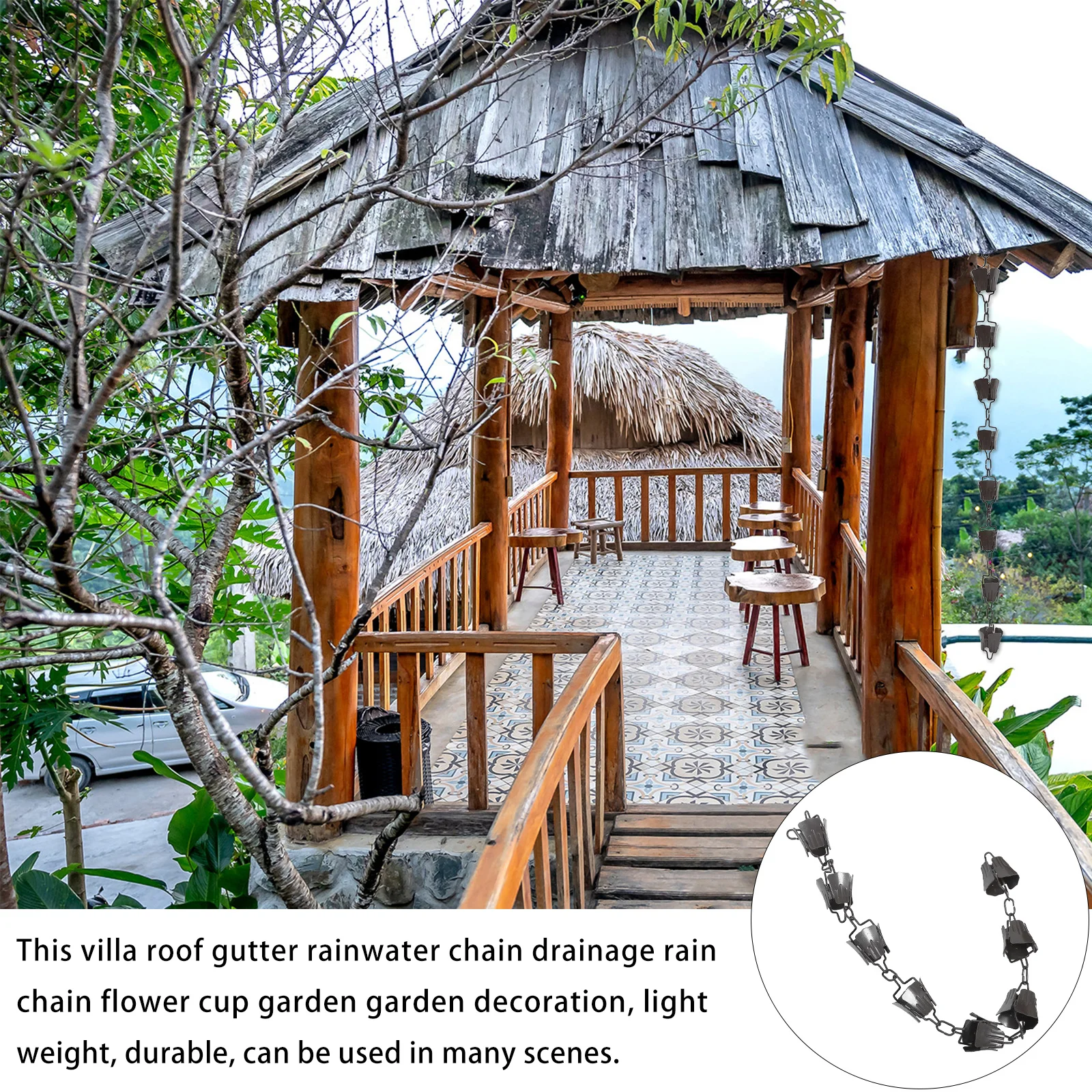 1 قطعة سلسلة المطر النمط الياباني ديكور ماسورة التصريف استنزاف مزراب في الهواء الطلق حديقة المنزل استبدال سبائك الألومنيوم