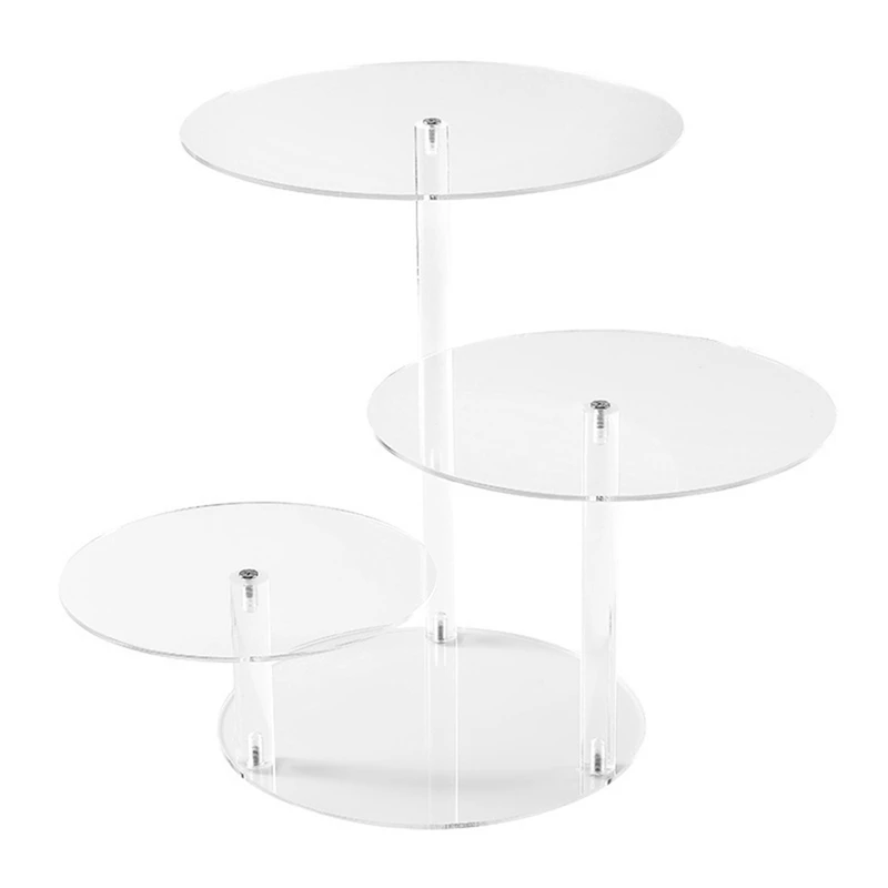 

Round Acrylic Products Display Riser Stands, 3 Tiers Cupcake Stand Mini Display Rack For Cake