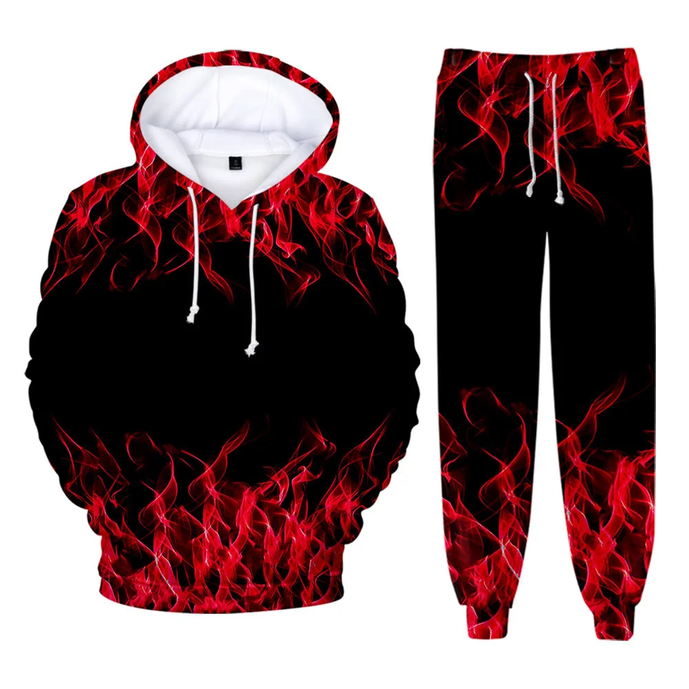 Colorful Flame 3D Print kids Tracksuit Set Casual Hoodie+Pants 2pcs Sets Spring Autumn Oversized Sweatshirt Fashion Clothes