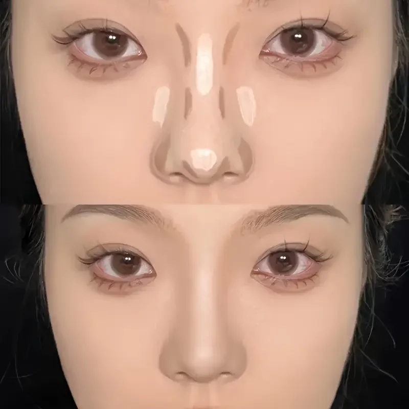 Caneta corretiva dois em um com destaque de ponta dupla, gravação 3D de nariz e rosto, cinza cimento, maquiagem natural