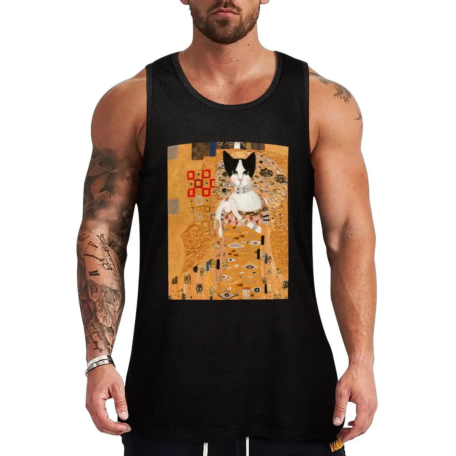 Klimt Cat Tank Top bodybuilding t shirt sleeveless shirt man gym Men's clothes luxury style