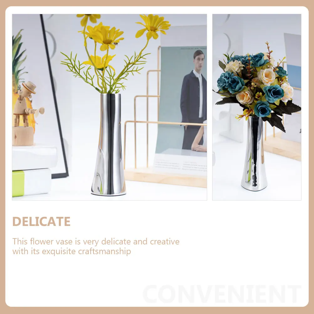 

Stainless Steel Flower Vase Desktop Decor Metal Plant Ornament Reliable Vase Home Office Living Room Bedroom Hydroponic