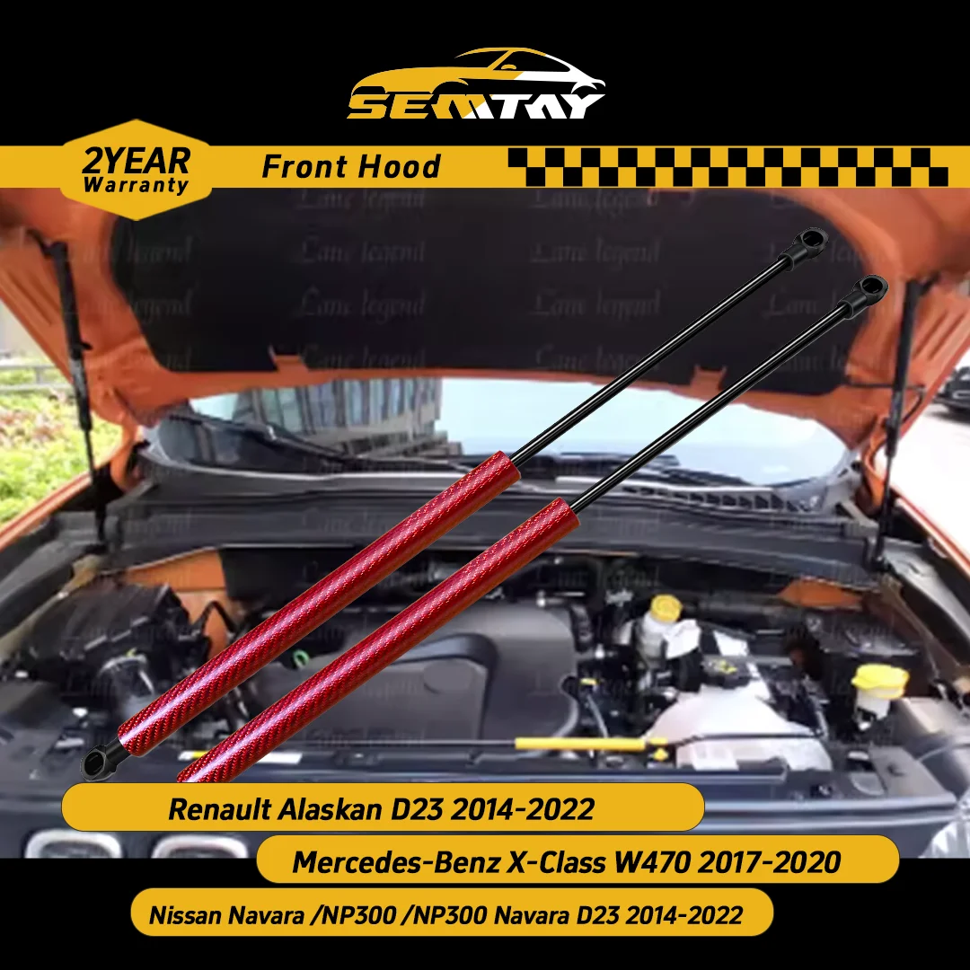 

Стойки капота SEMTAY, совместимые с Nissan NP300/ Navara/D23 2014-2022, Renault Alaskan, поддержка подъема капота, пружинные амортизаторы, демпфер