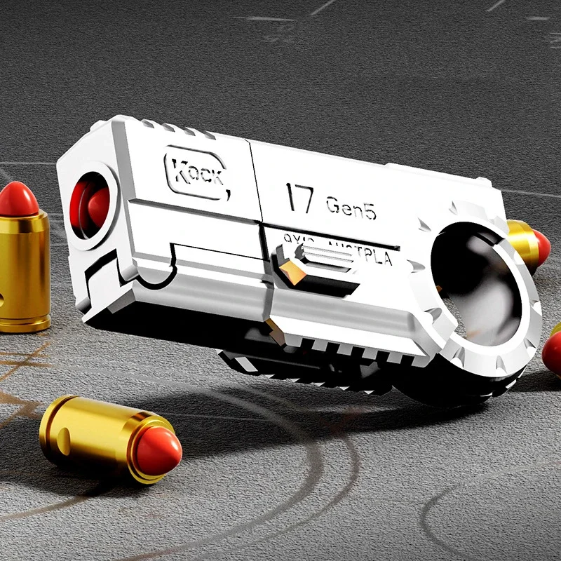 Imagem -03 - Mini Liga Dupla Cabeça Glock Pistola Jogando Shell Bala Macia Giroscópio de Dedo Brinquedo Criativo Engraçado Edc