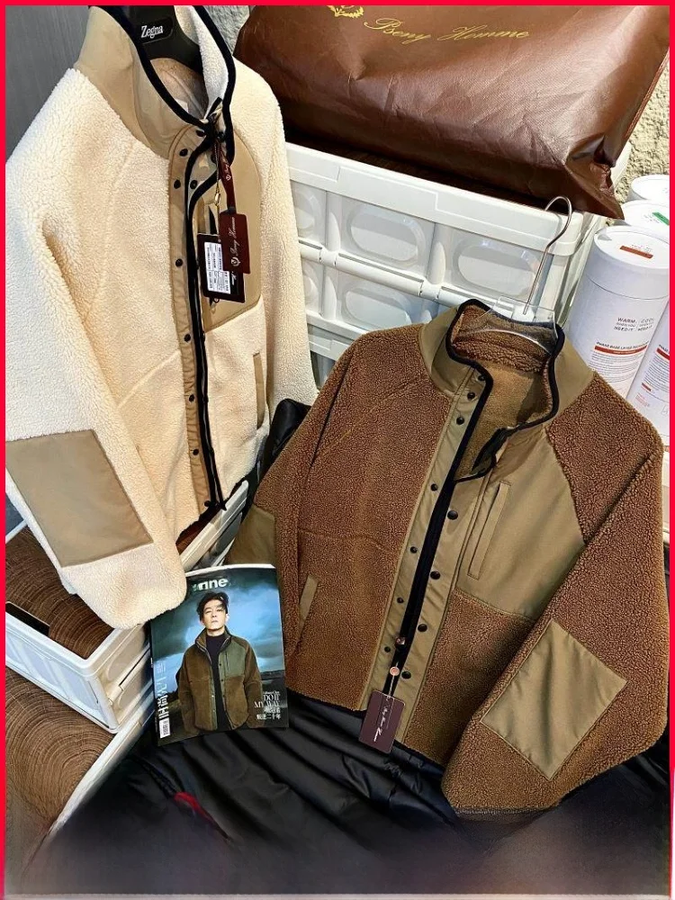 

Trendy Fce Lined Autumn Winter Jaet for Men And Women Warmth Faionable Versatile Stand Fit Casual Sle Zipper Closure