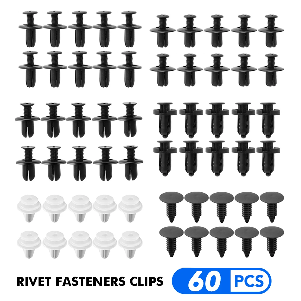 

Pop 60pcs Auto Fastener Clip Mixed Car Body Push Retainer Pins Rivet For Renault Megane 2 Clio Duster Fluence Captur Logan Kadja
