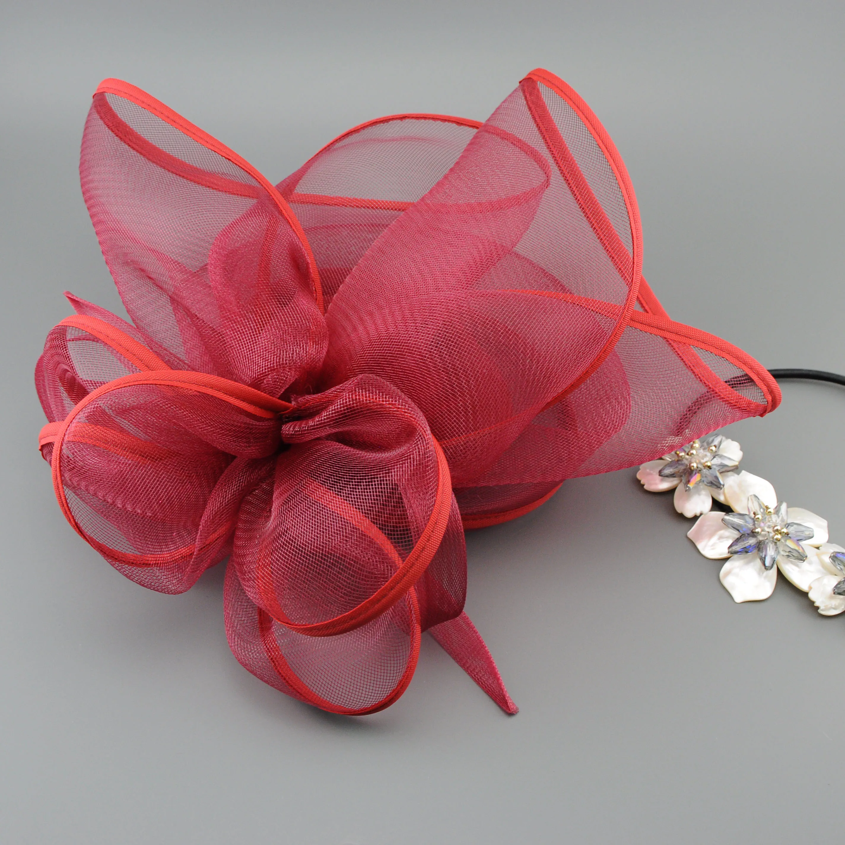 Tulle Flower Fascinator Hat Women, Floral Mesh Headpiece for Wedding Cocktail Party Horse Race, Vintage Exaggerated Feather Hair image 6